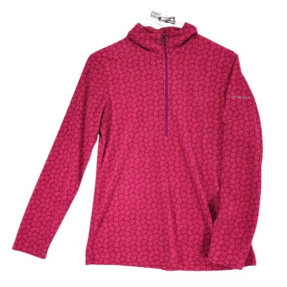 Columbia Women's M Fleece 1/4 Zip Jacket, Pink Geometric Pattern, Lightweight - Picture 1 of 6